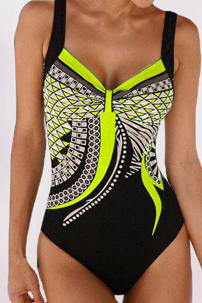 Purple Tribal Print One Piece Swimsuit