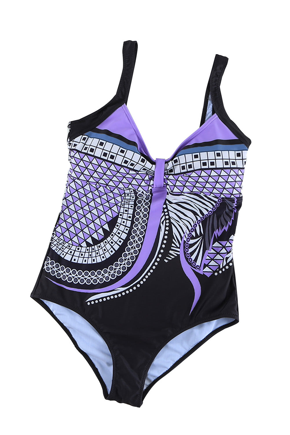 Purple Tribal Print One Piece Swimsuit