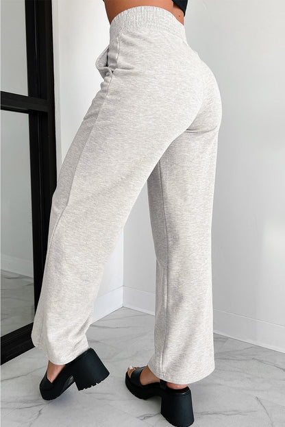 Light Grey Cross-Waist Wide Leg Lounge Pants