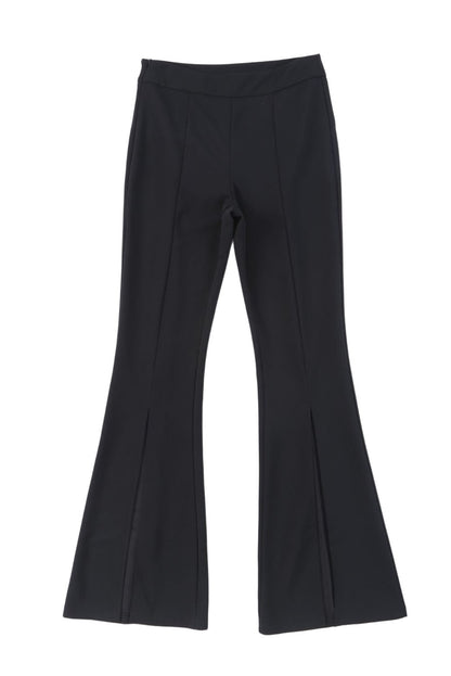 Black Split Hem Casual High Waist Pants