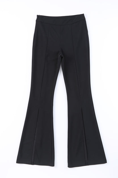 Black Split Hem Casual High Waist Pants